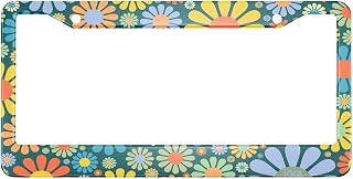 HOSNYE Colorful Flowers License Plate Frame Cartoons Autumn Colors Metal License Plate Cover Front Plates Frames Car Tag Frame for Women Men US Vehicles Standard