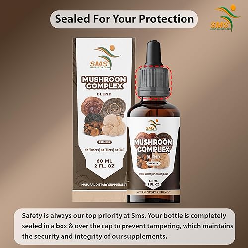 Miniatura 6 de Suplemento complejo de hongos gotas de tintura, melena de león, reishi, cola de pavo, chaga, para apoyo del sistema inmunológico, gotas líquidas