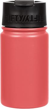 Fifty/Fifty 12oz, Double Wall Vacuum Insulated Cafe Water Bottle, Stainless Steel, Flip Cap w/ Wide Mouth, Coral, 12oz/354ml