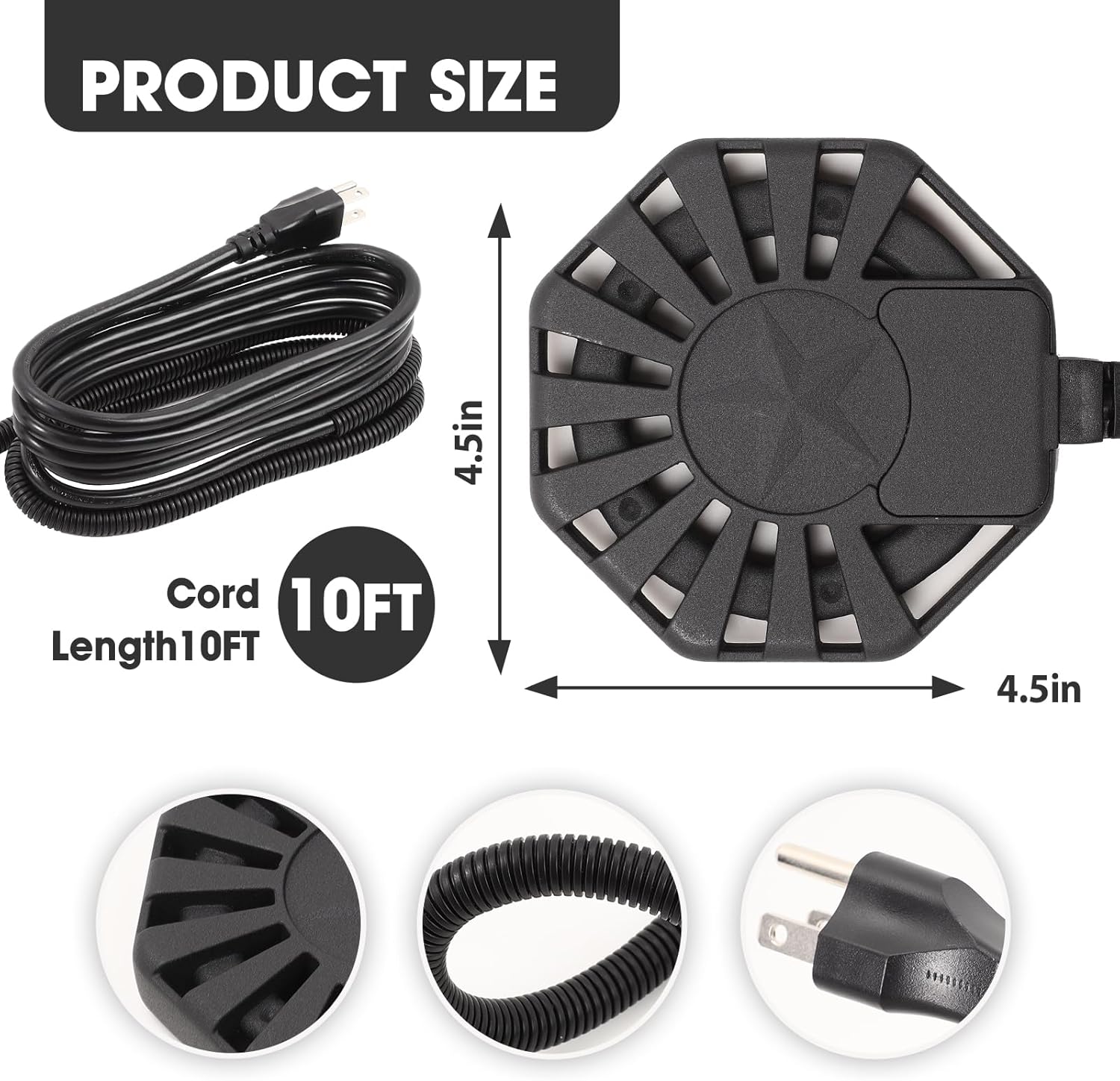 500Watt Outdoor Aluminum Cast Pond De-icer, Thermostatic Control Bird Bath Heater,Chicken Water Heater,Stock Tank Heater for Livestock Poultry Cows,Horses,Birds,Wildlife Drinking for Winter - Image 7