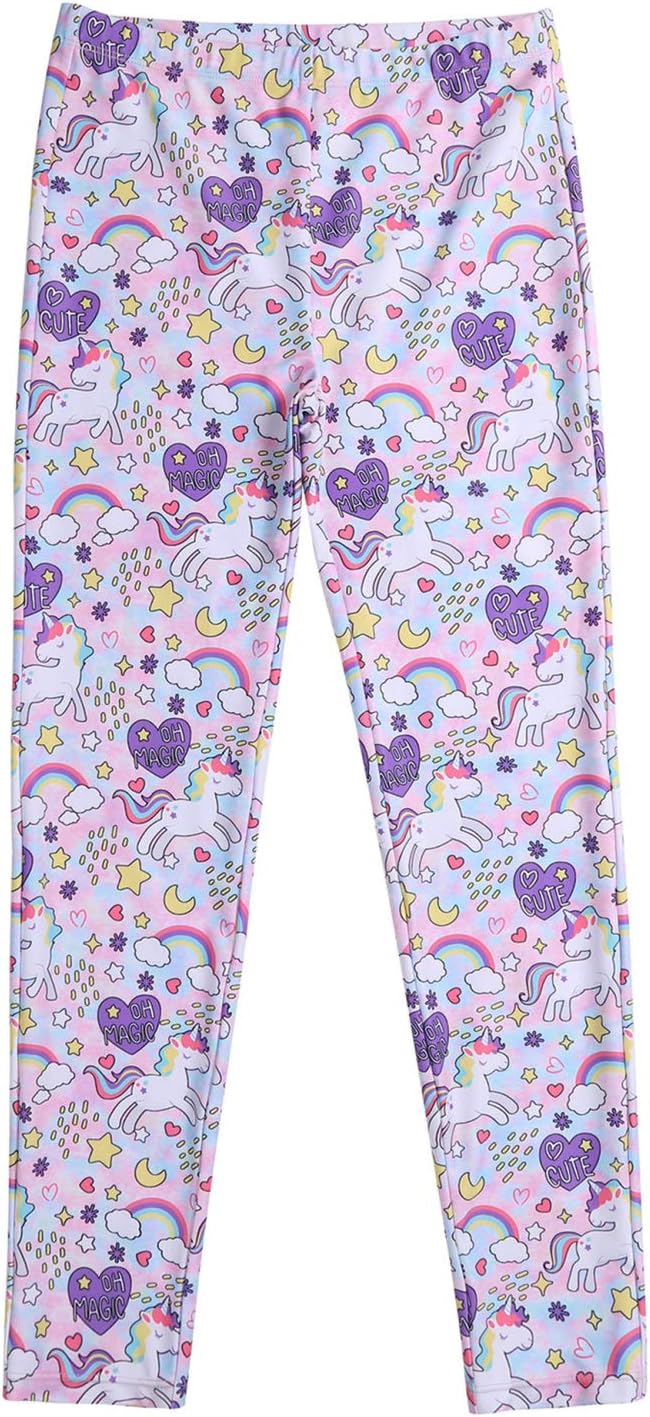 Hansber Kids Girls Tie Dye Running Pants High Waist Leggings Dance Sports Gymnastics Yoga Casualwear Christmas Tights