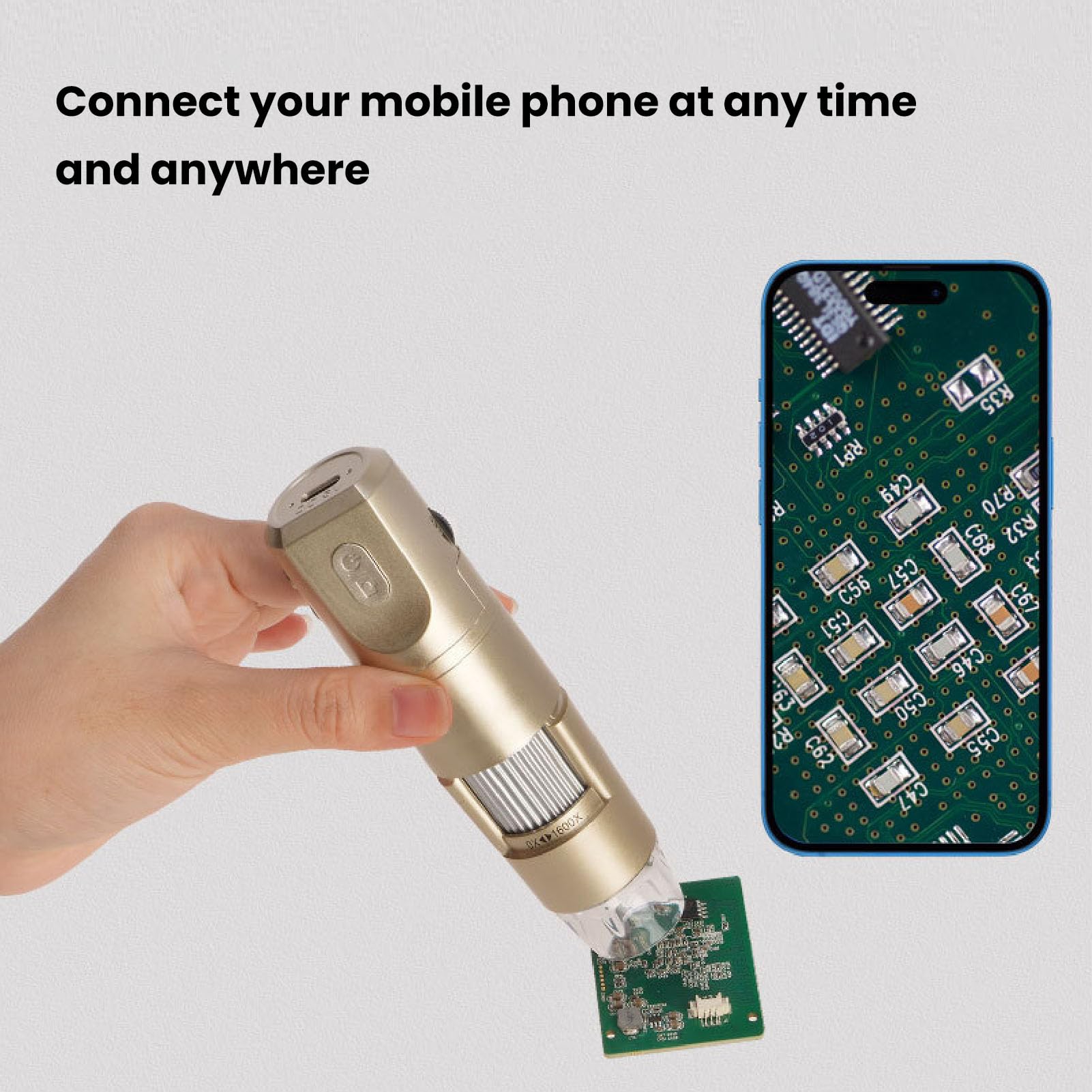 Microscopio Digitale Wireless, Ingrandimento 0-1600X | Microscopio portatile palmare, dotato di 8 luci LED regolabili, si collega a smartphone e tablet