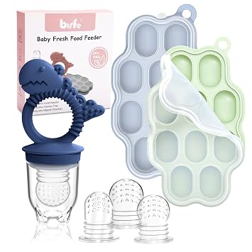 Baby Food Storage Container with Fruit Teat Baby btrfe Baby Fruit Feed Dummy Breast Milk Teething Popsicle Shape Homemade Baby Food Freezing Container for Self-Feeding Blue