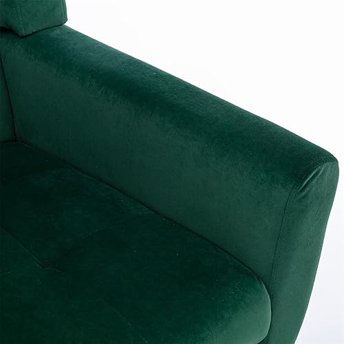 Miniatura 11 de Homsof Silla decorativa de terciopelo, sillón ergonómico moderno, para sala de estar, sofá individual con patas de madera negra, color rosa