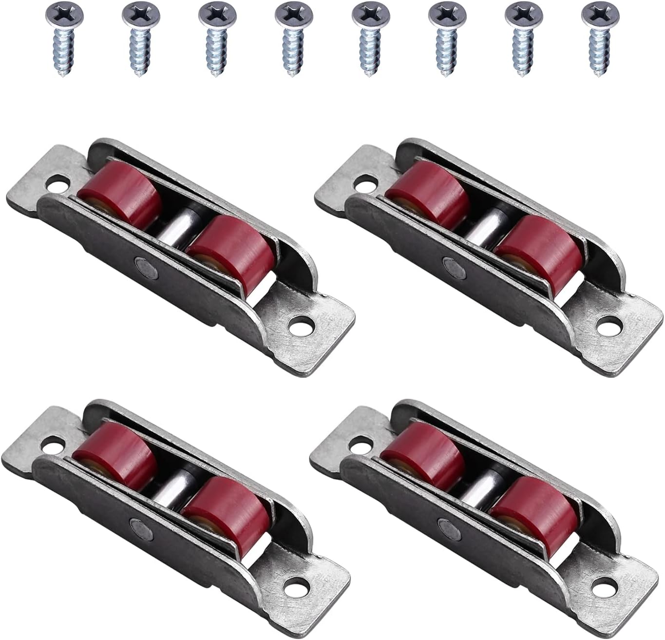 Yinpecly Nylon Electroplating Wheel Sliding Door Window Pulley 64 x 15.8 mm / 2.52 x 0.62 inch (L x W) Stainless Steel Shell for Sliding Door Window Cabinet, Silver 4Pcs
