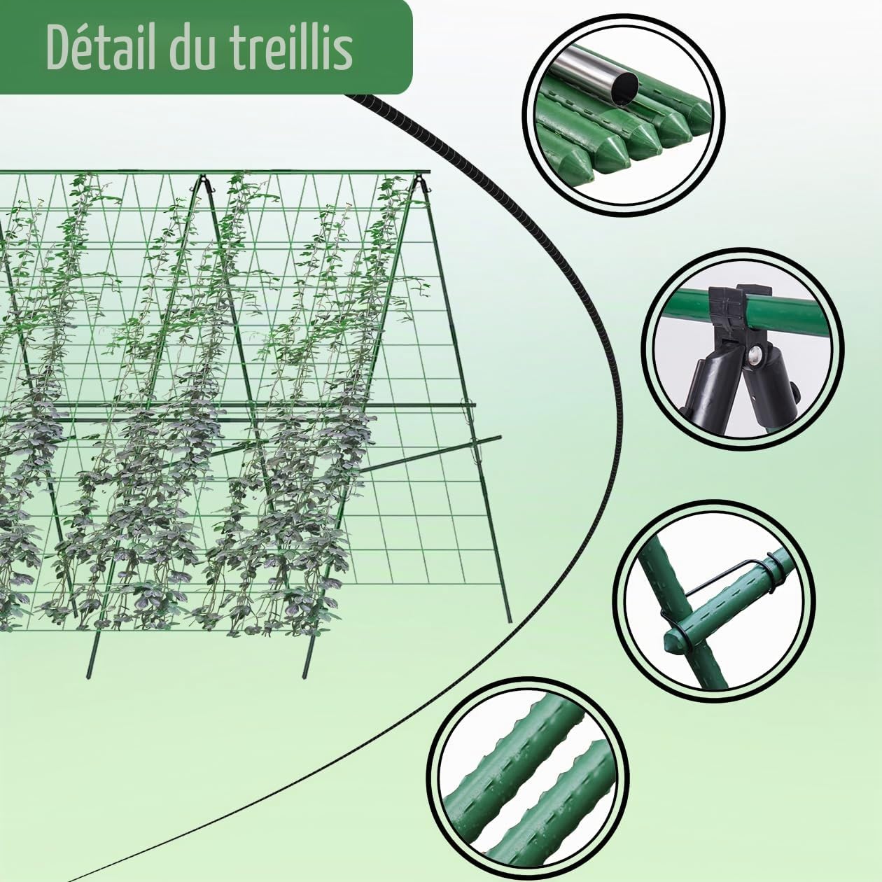 Kit de tuteur de concombre, treillis de jardin, cages et supports pour plantes grimpantes, 120 cm, support pour plantes grimpantes, tuteur de jardin, concombre, tomates