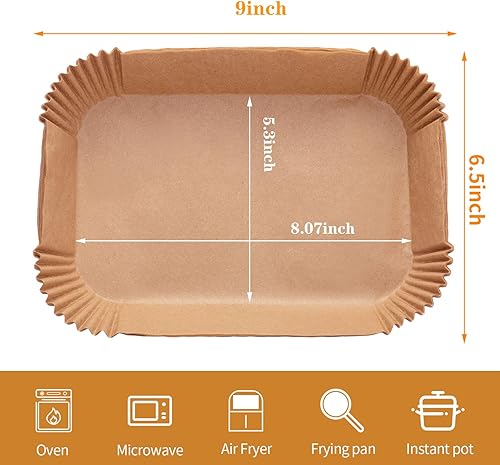 Miniatura 15 de Revestimientos para freidora de aire Ninja Foodi XL Smart FG551 6 en 1 para parrilla interior, 100 piezas rectangulares para freidora de aire Forros