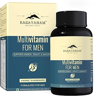 Rasayanam Multivitamin for Men | 52 Ingredients with 100% RDA of Vitamins & Minerals | Energy, Immunity, Performance, Bone, Joint & Heart Health | Daily Multivitamin Tablet for Men - 60 Tablets