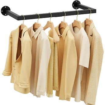 Yawinhe 64 cm Clothes Rail for Wall 1 Pack Tube Clothes Rack Black