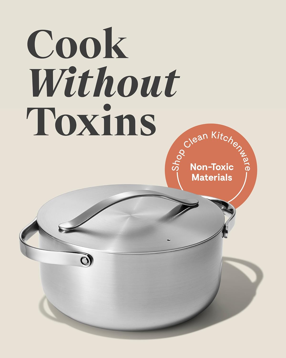 Caraway Stainless Steel Dutch Oven (6.5 Qt) - 5-Ply Stainless Steel - Oven Safe & Stovetop Agnostic - Non Toxic, PTFE & PFOA Free - Image 2