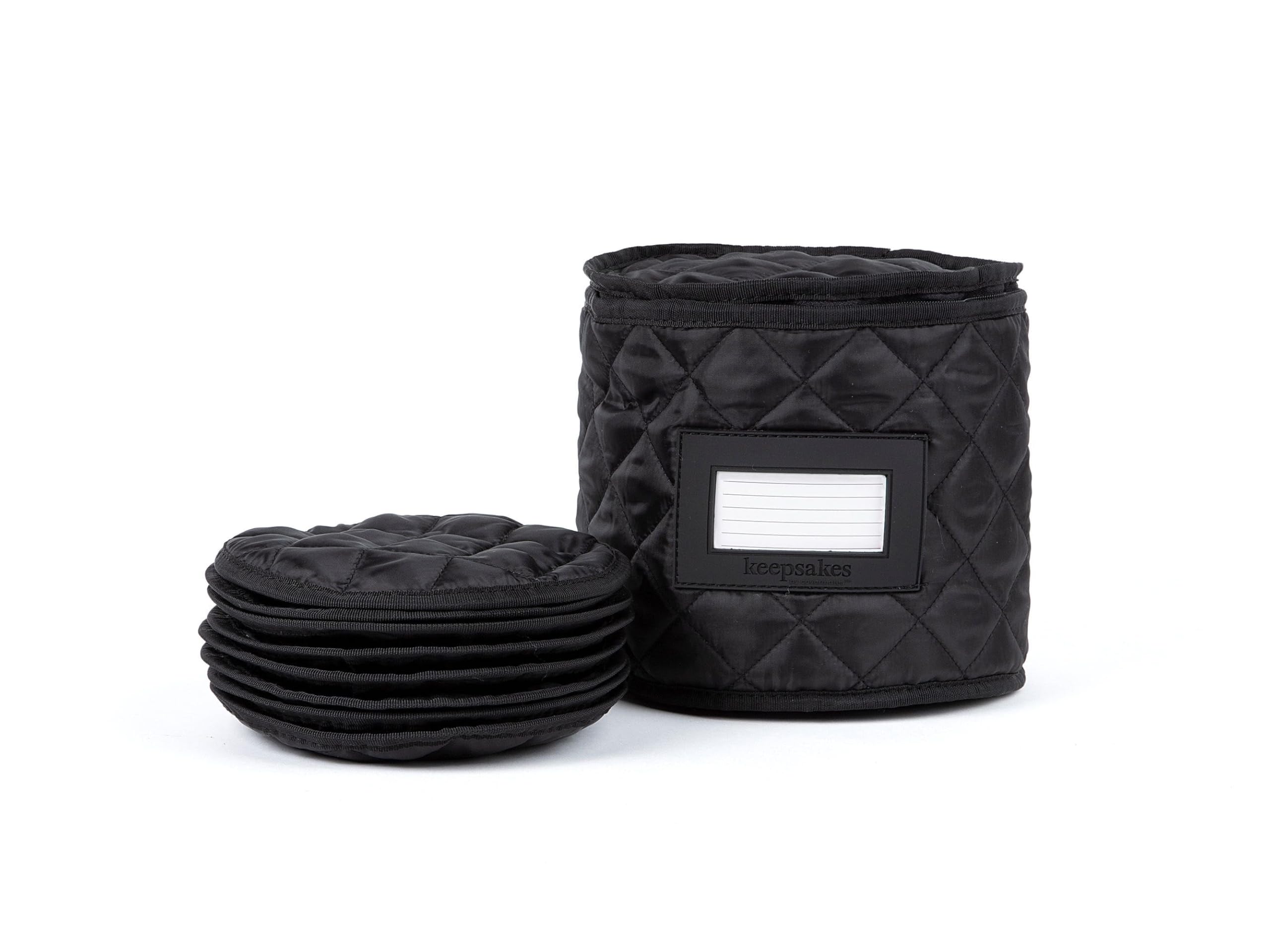 Covermates Keepsakes - Dish Storage - Padded Protection - ID Window - Stain Resistant - Machine Washable - China Storage, Black