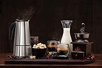 Vista 9 de Mixpresso Olla de café expreso Greca de 6 tazas de 10.1 fl oz/10 onzas, olla moka con diseño de percolador de café, cafetera de acero inoxidable