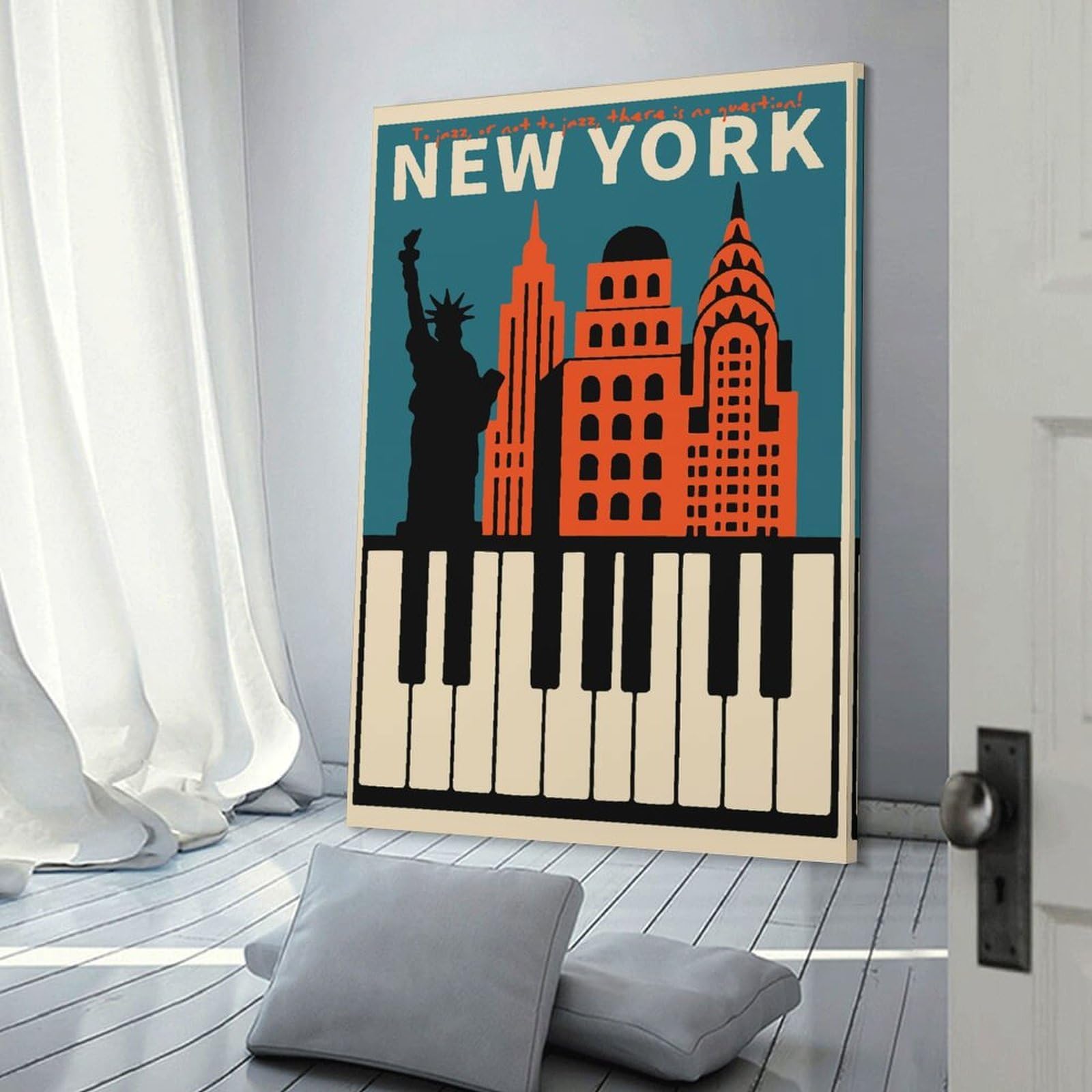 Junmoney Canvas Wall Decor New York Jazz, 24x36inch(60x90cm), for Living Room, Bedroom, Office Or Hallway, Stylish Home Artwork for Focal Walls