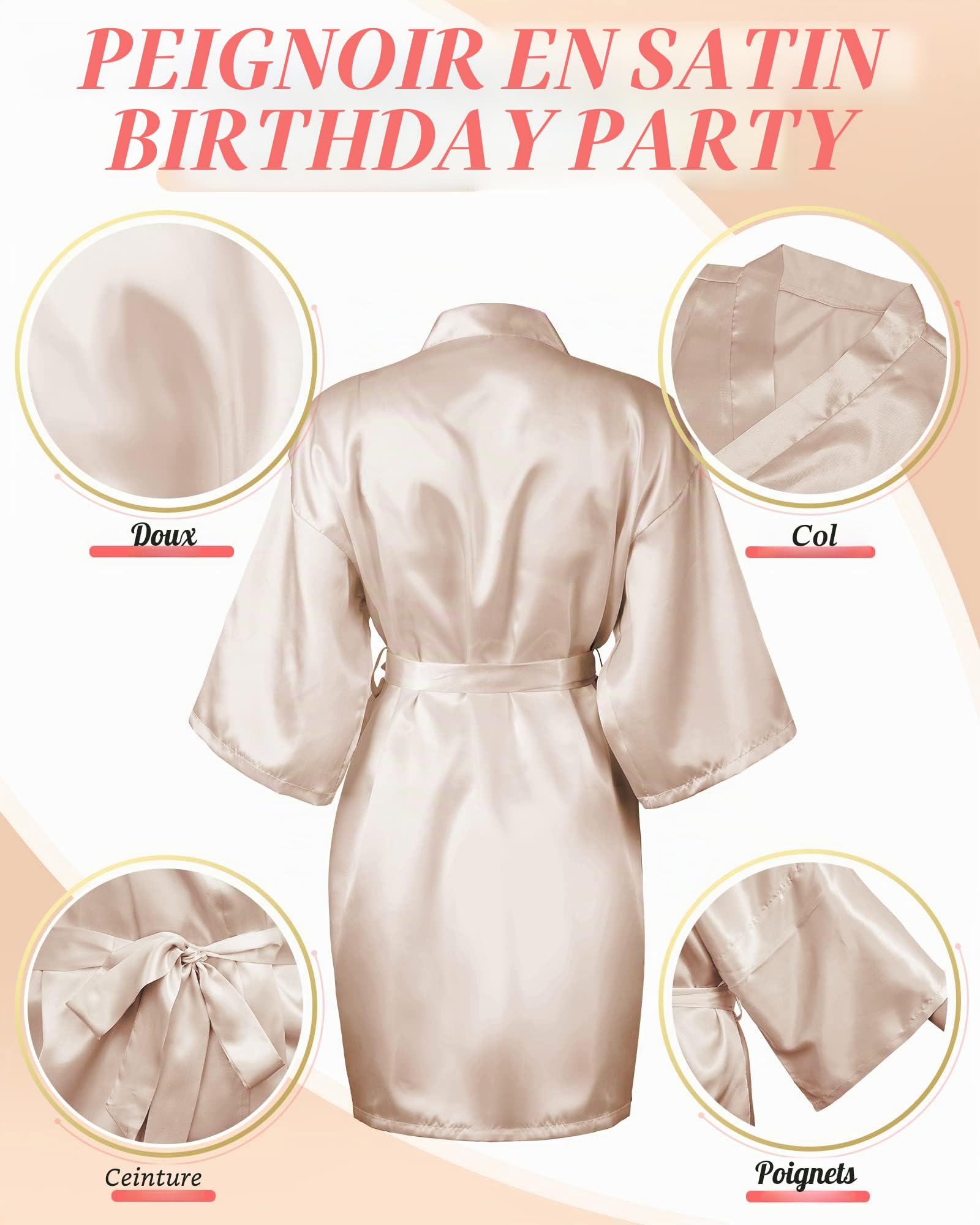 Patelai Lot de 1, 8 ou 12 peignoirs de demoiselles d'honneur pour femmes : robes courtes de style kimono en satin de soie, vendues en gros pour les mariages et les soirées de mariage
