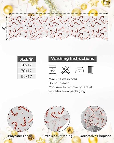 Miniatura 6 de Bufanda de Navidad para chimenea, bastón de caramelo, mantel de mantel, bufandas blancas y rojas para invierno, cubierta de mantel para sala de