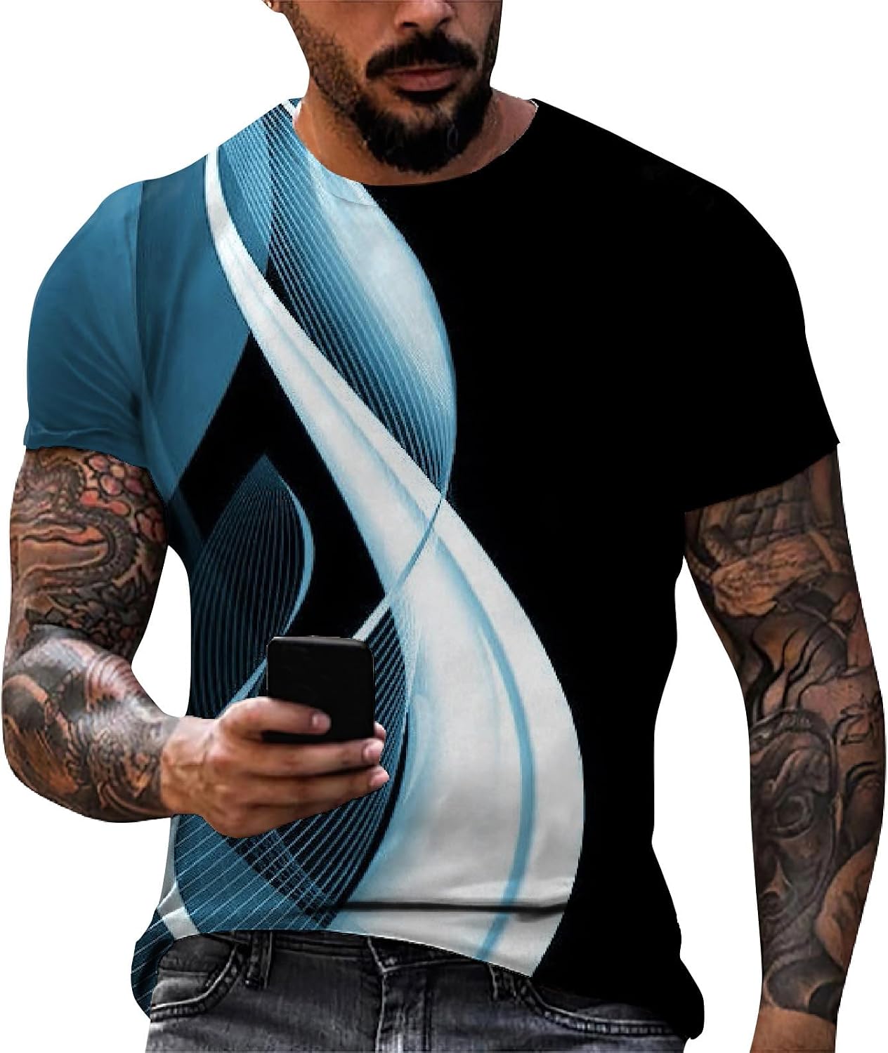 Ymosrh Men's Novelty Graphic Tshirts Casual Crewneck T-Shirt Short Sleeve Summer Shirts for Man, S-3XL