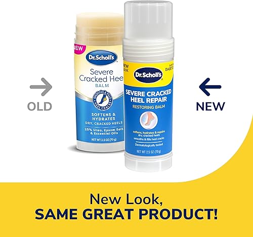 Vista 4 de Dr. Scholl's Cracked Heel Repair Balm - Bálsamo de reparación para talones agrietados, 2.5 oz, con 25% de urea para pies secos y agrietados, cura e