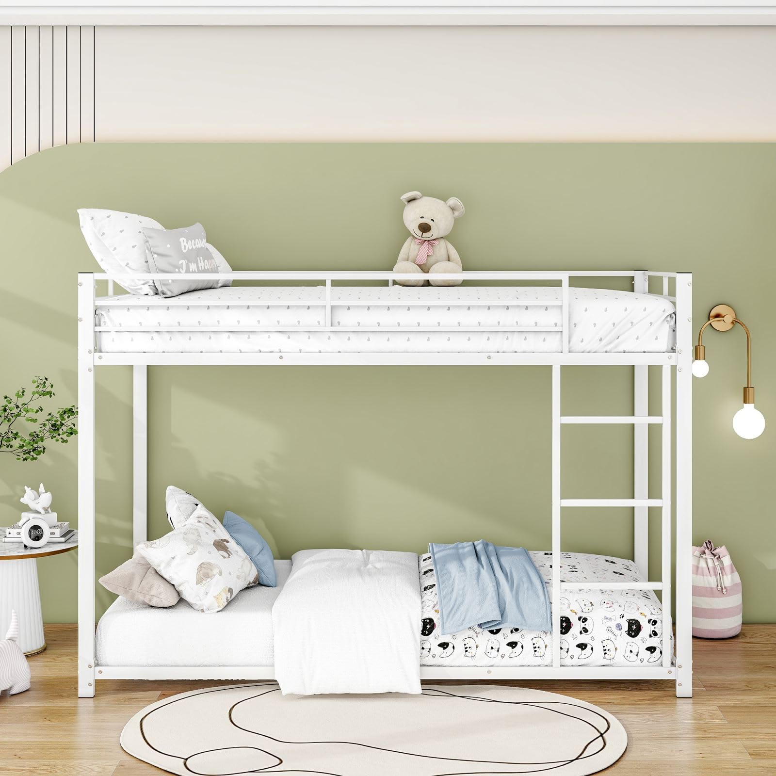Letto a Castello in Metallo 140 x 200 cm con Scala di Sicurezza, Design