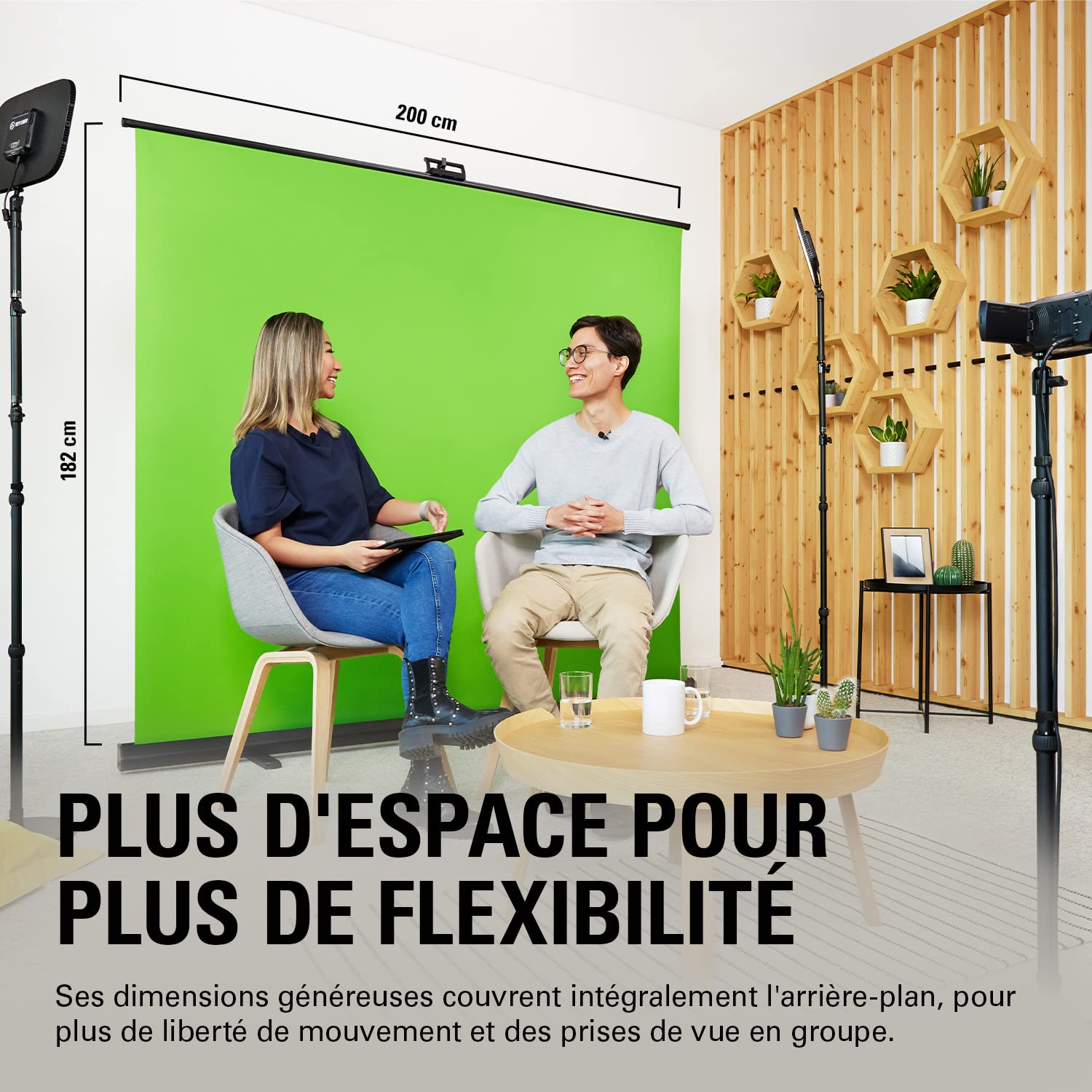 Elgato Green Screen XL - 2x1.82mFond Vert rétractable pour enlever l’arrière-Plan en Streaming ou visioconférence, sur Instagram, TikTok, Zoom, Teams, OBS