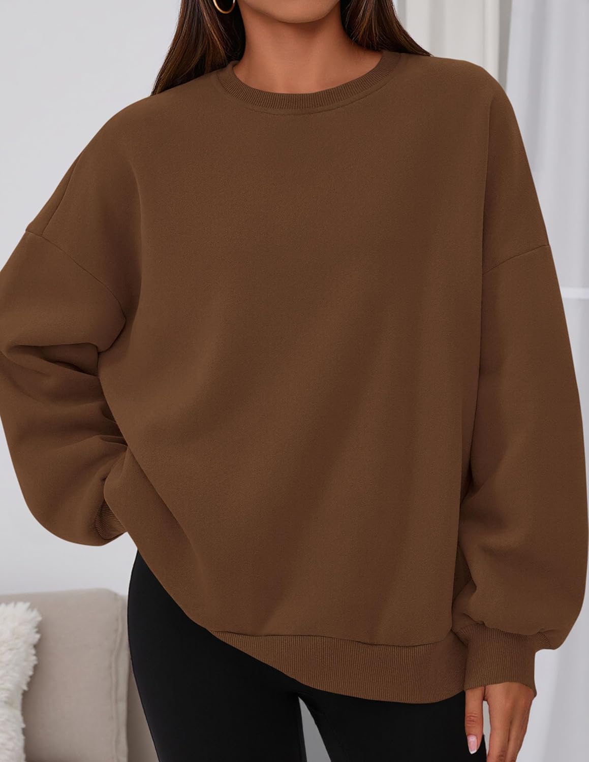 PRETTYGARDEN Sweatshirt for Women Oversized Crewneck Long Sleeve Pullover Fleece Top 2026 Fall Winter Fashion Outfits Clothes