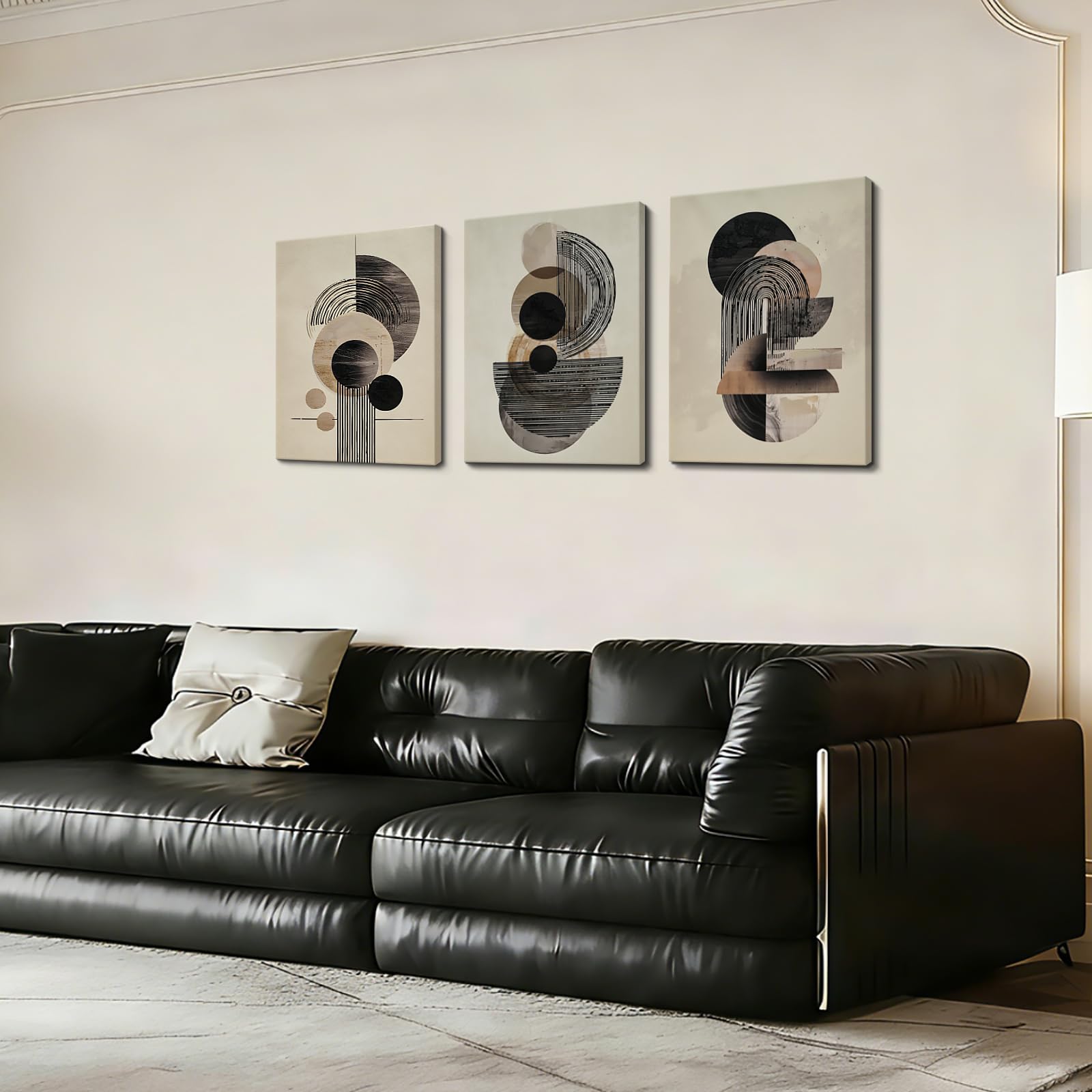 LJXDUBAF Abstrakte geometrische Leinwand-Wandkunst, 3er-Set, moderne neutrale Wandbilder für Wohnzimmer, minimalistische Leinwand-Wandkunst, Wanddekoration
