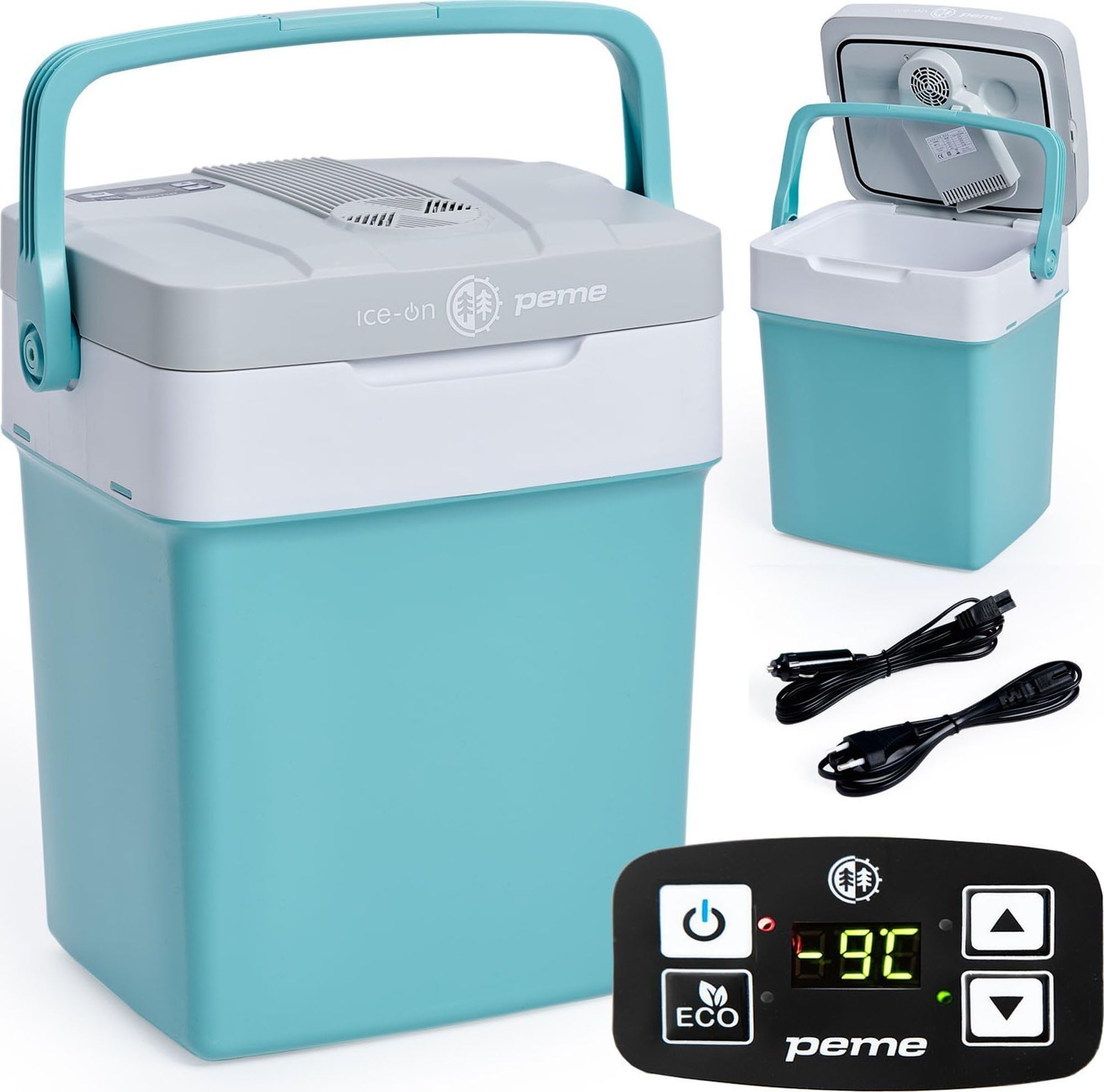 peme Esencial | 26 L | Cool Mint | Termoeléctrico | con Modo ECO | AC/DC | para Enfriar y Calentar | Caja Térmica con Conexión de 12 Voltios y 230 Voltios | Mini Frigorífico para Coche y Camping