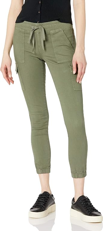 Cover Girl Womens Cargo Pocket Jogger Juniors Plus Size High Waisted Skinny Pants with Drawstring, Orange Camo, S