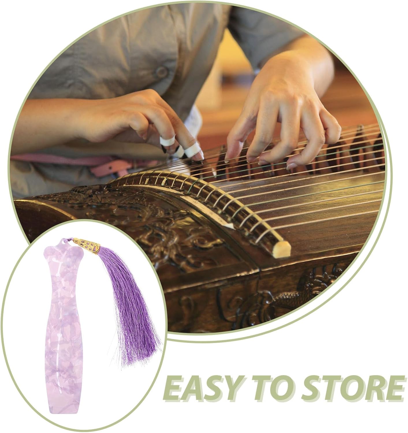 Vintage Guzheng Nail Storage Board for Picks, Portable Purple Organizer image 3
