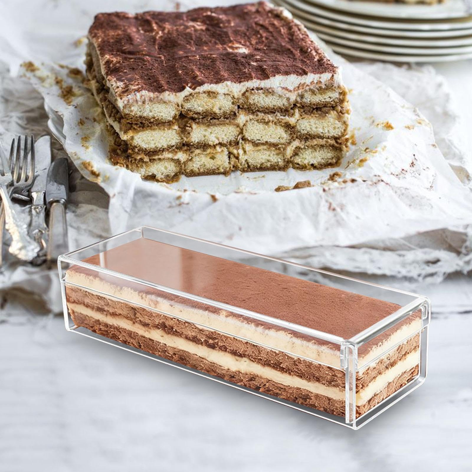 rockible Moule à gâteau Tiramisu, Moule à Tiramisu Rectangulaire En Acrylique Antiadhésif avec Couvercle Transparent, Idéal pour La Cuisine, Les Anniversaires, Les Pâtisseries et Les M