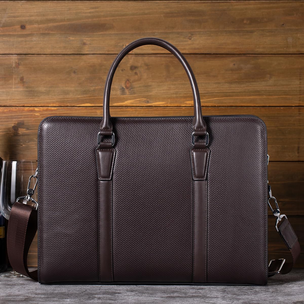 14 Inch Genuine Leather Briefcases for Men Laptop Bag With Lock Business Messenger Bag