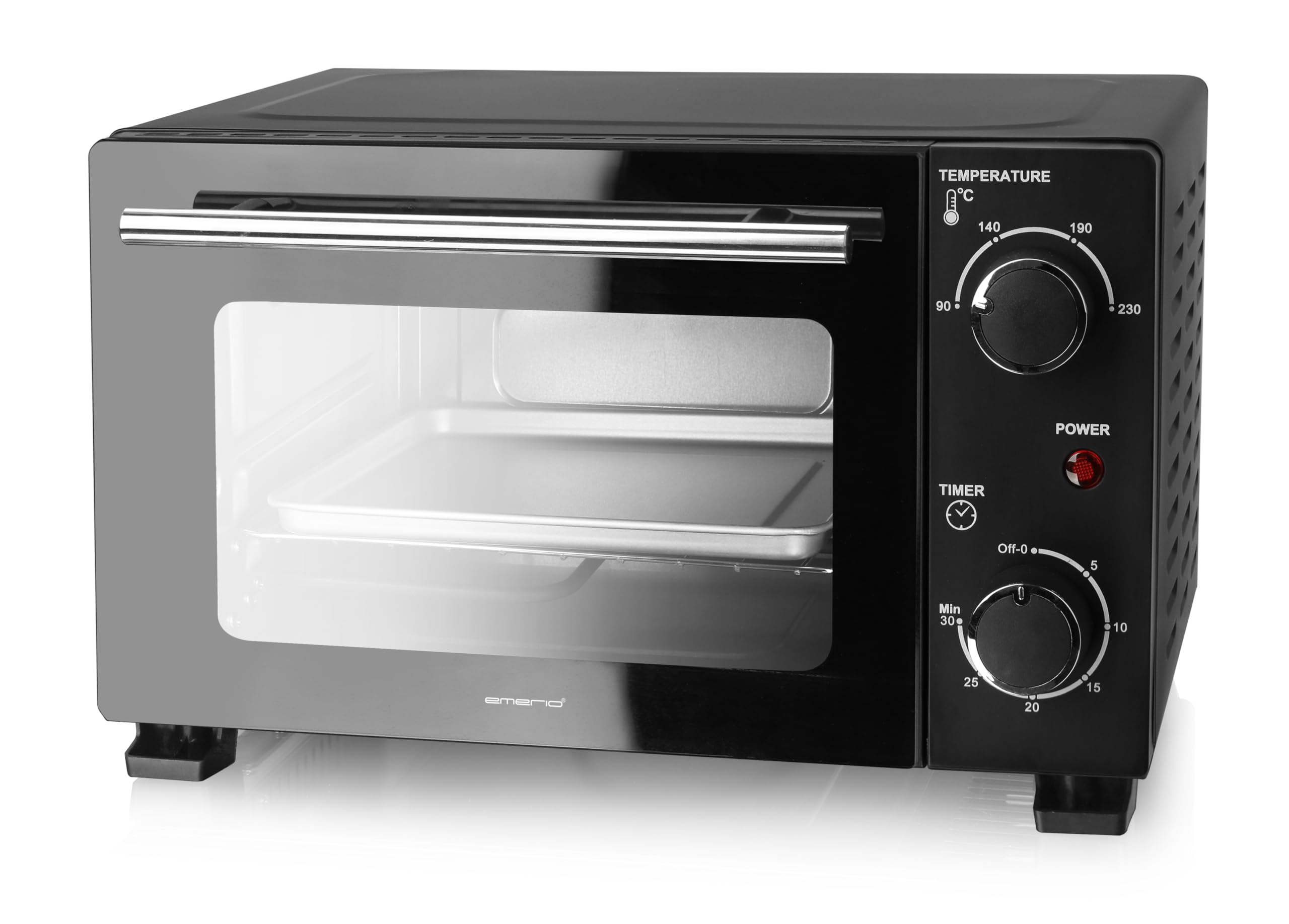 EMERIO Mini forno | 10 litri | 800 Watt | incl. teglia e griglia | forno tostapane | a scelta 90°-230°C | timer da 30 minuti | cavo da 1 m | forno piccolo | MO-124451