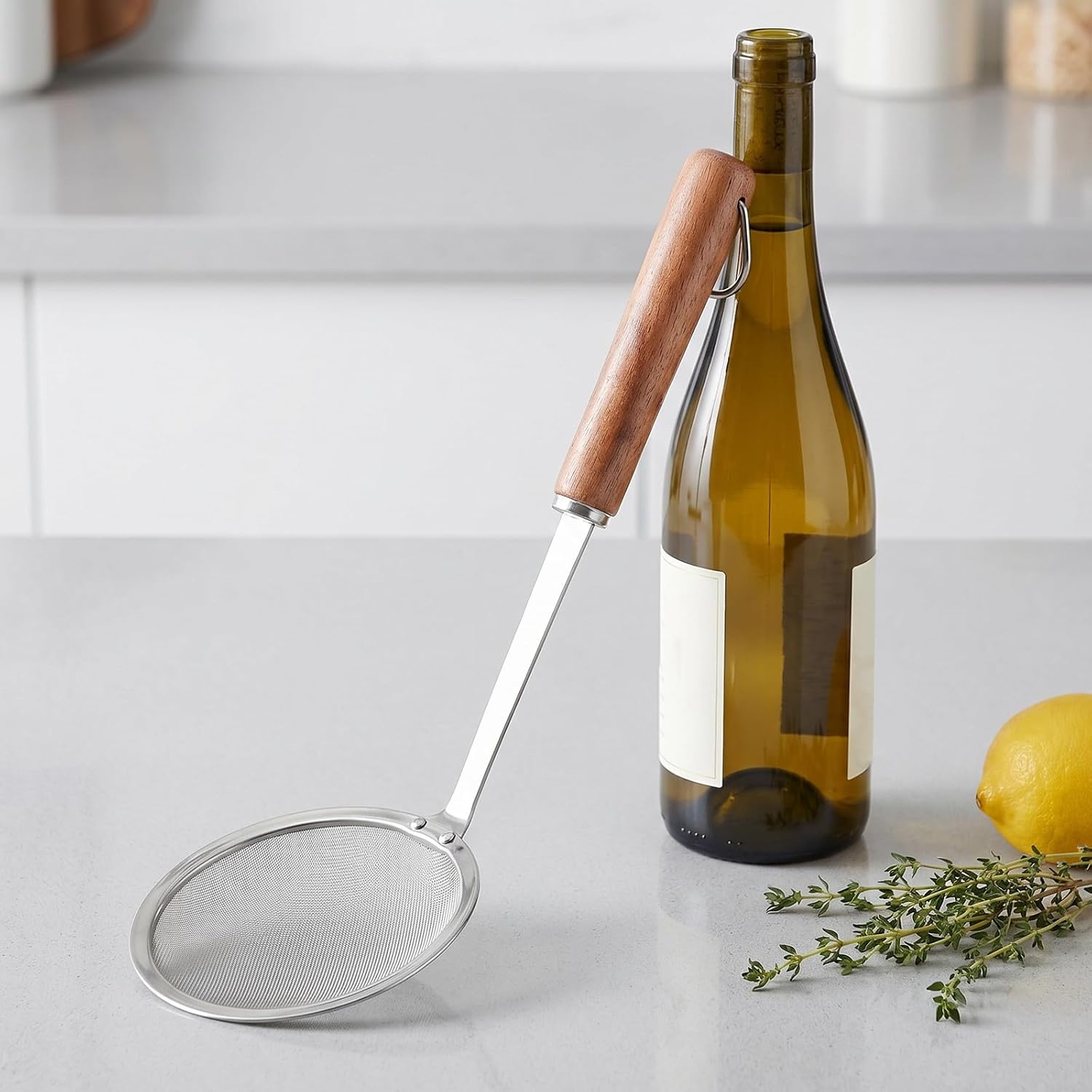 2pcs Cooking Oil Strainer Spoons - Fine Mesh Skimmer Ladle - Stainless Steel Beer Foam & Frying Grease Separator - Kitchen Strainer Spoon for French Fries