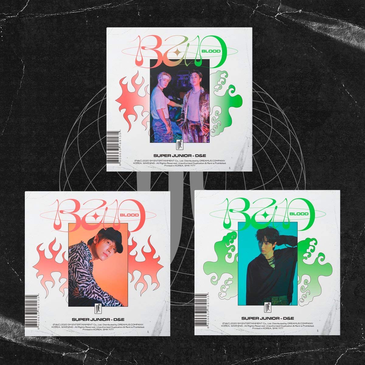 Super Junior D&E 'Bad Blood' 4th Mini Album 3 Version SET 1p Poster On Pack+80p Booklet+PhotoBoard+Remover Sticker+Lenticular Card+1p PhotoCard+Message PhotoCard SET+Tracking Kpop Sealed