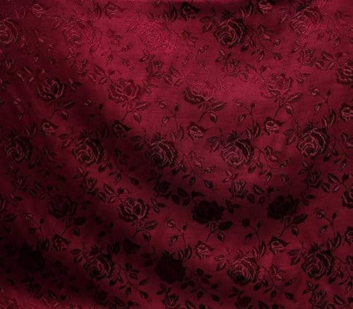 Miniatura 5 de Tela jacquard floral de satén de 58 pulgadas de ancho vendido por The Yard (rojo)