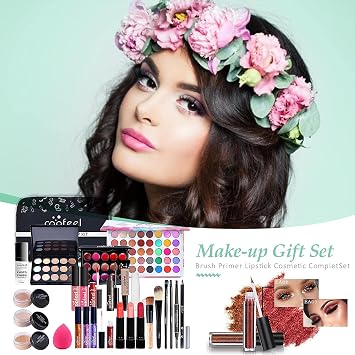 Full Beauty Makeup Cosmetic Set, 26 Piece Makeup Set, Beginners Cosmetics Kit, Primary Makeup Set, Waterproof, Sweat Proof, Natural Makeup, Cosmetic Bag Included, Full Beauty Cosmetics Set, Makeup