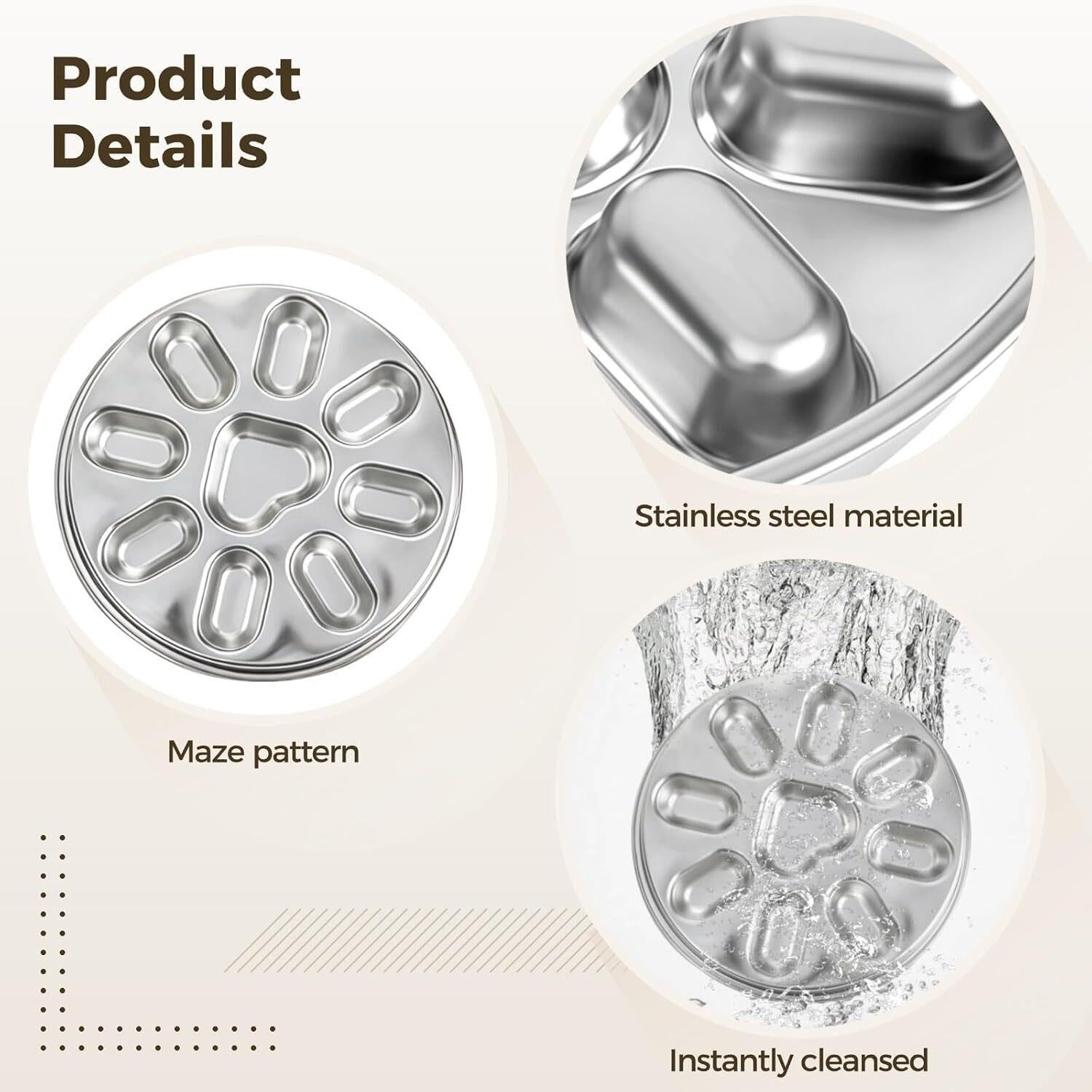 Gamelle for Chien à Alimentation Lente, en Acier Inoxydable, Conception Anti-étranglement, Circulaire avec 9 saillies, antidérapante, for Jeunes Chiens et Chiens