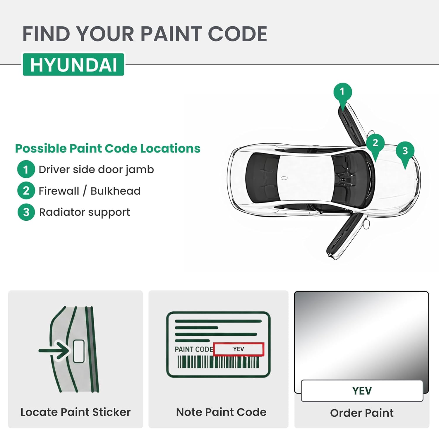 ERA Paints - YEV - Silver Metallic Matte for HYUNDAI Exact OEM Color Match Automotive Touch Up Paint for Cars - Scratch & Chip Repair for Metal & Plastic - Premium Kit - Made in USA