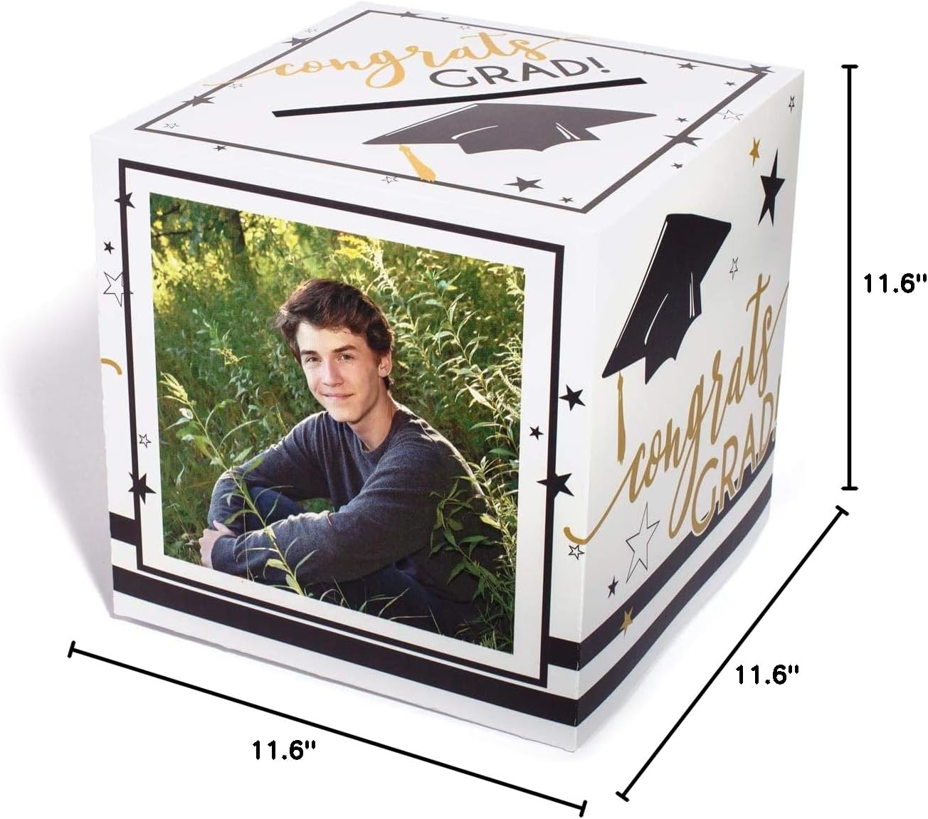 Anderson's Black and Gold Photo Graduation Card Box, Personalized Card Box