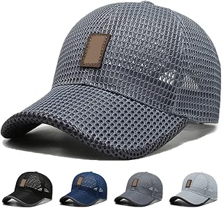 WZSSM Summer Outdoor Casual Baseball Cap, Summer Mesh Baseball Cap for Men Women Trucker Mesh Hat Outdoor Sports Running Hat Unisex Breathable Full Mesh Baseball Cap (Dark Gray)