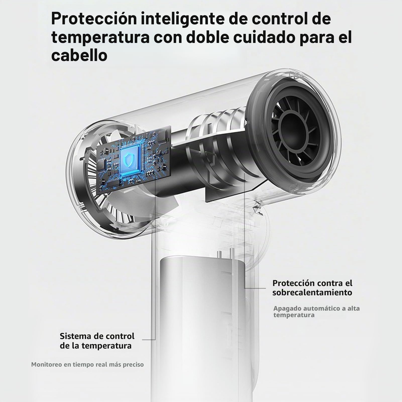 Elprico Secador de Pelo Inalámbrico, 15600mAh USB Recargable con Ajustes Calientes y Fríos, Secador de Pelo Portátil de 200W para Viajes, Camping y Dormitorios