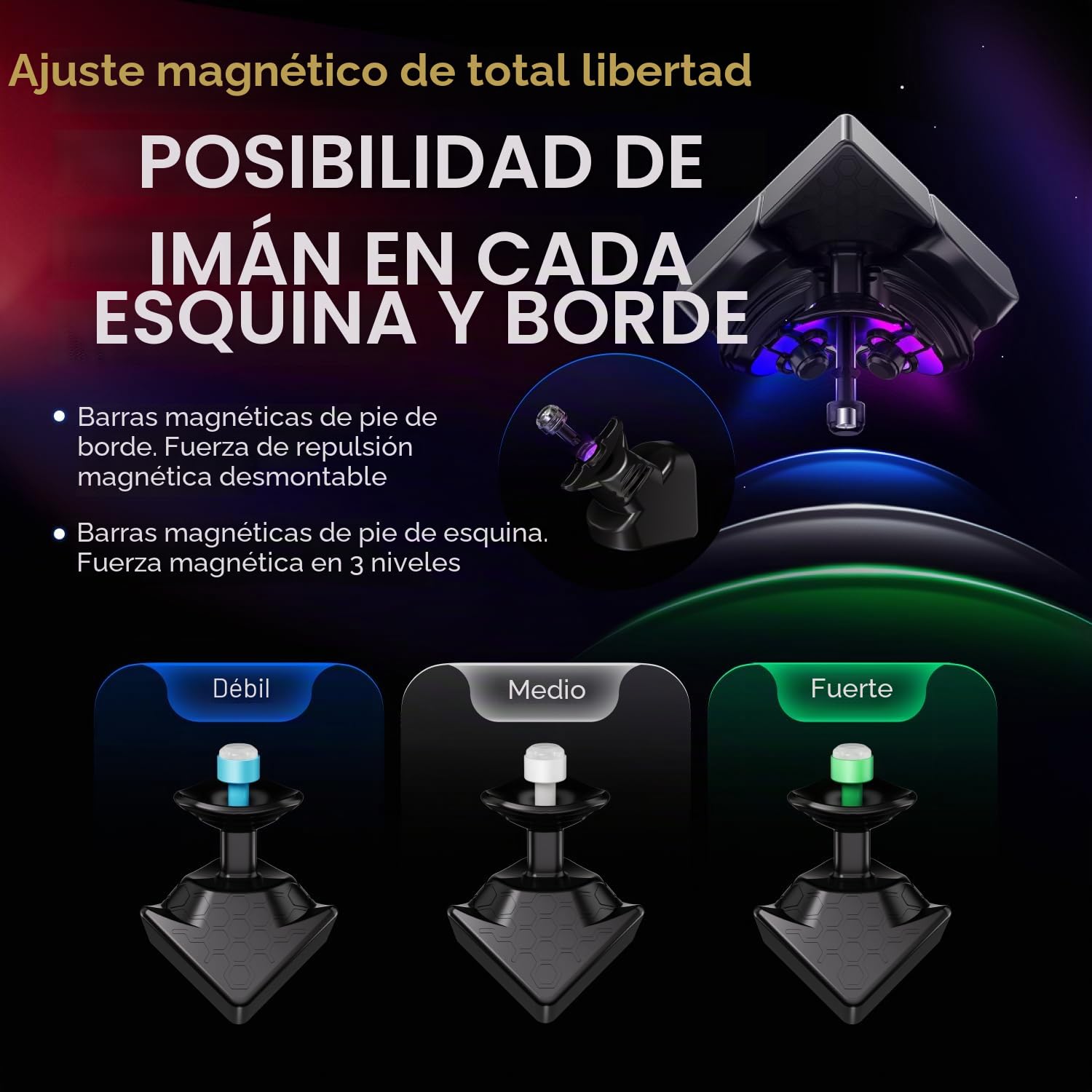 GAN 16 Maglev MAX Speed Cube 3x3, Magnético Profesional Cubo, Ajuste Digital de la Tensión, Juguete Educativo para Niños y Adultos, 2025 Peak Flagship(UV Coated)