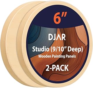 2-Pack Round Wood Canvas Panels, 0.9'' Deep – Unfinished Wood for Art, Pouring, Oil Painting & Crafts