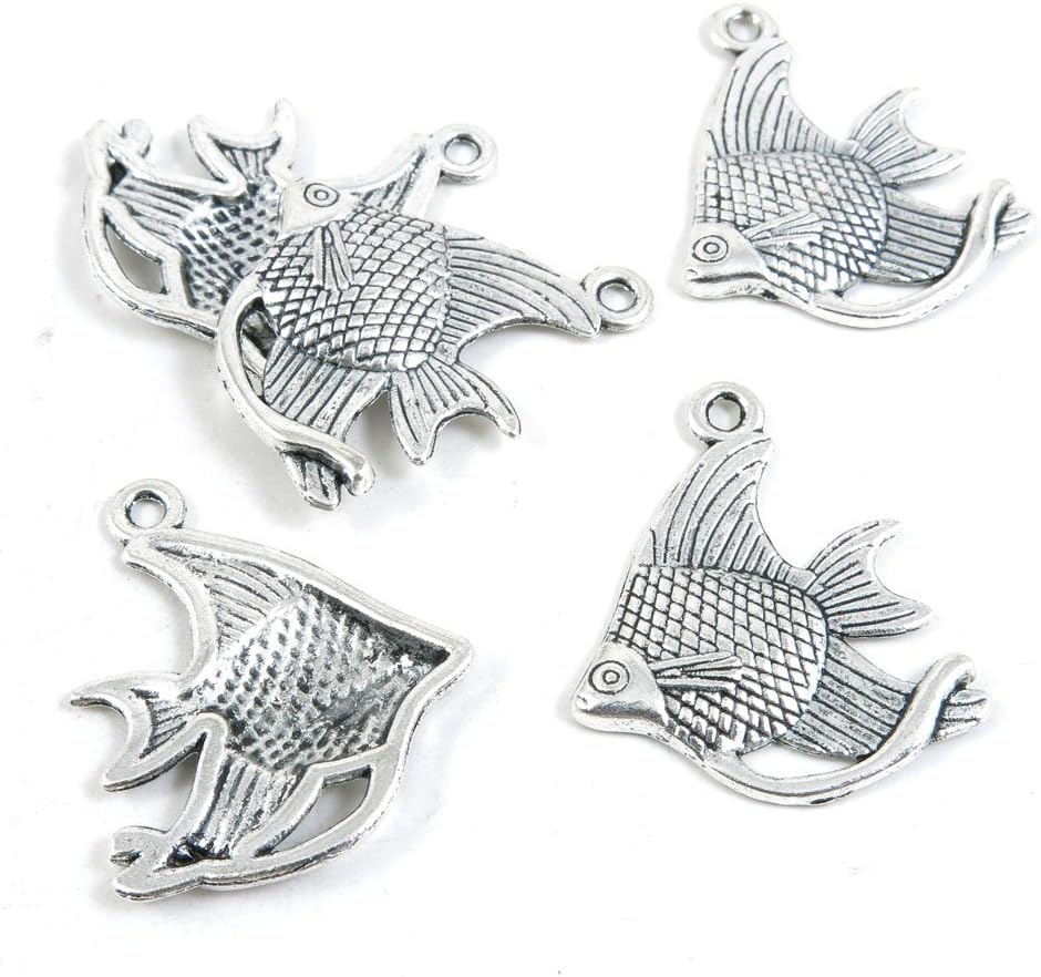 Antique Silver Tone Jewelry Making Charms Pendant Findings Craft Supplies Bulk Lots Arts F6FA3 Tropical Fish