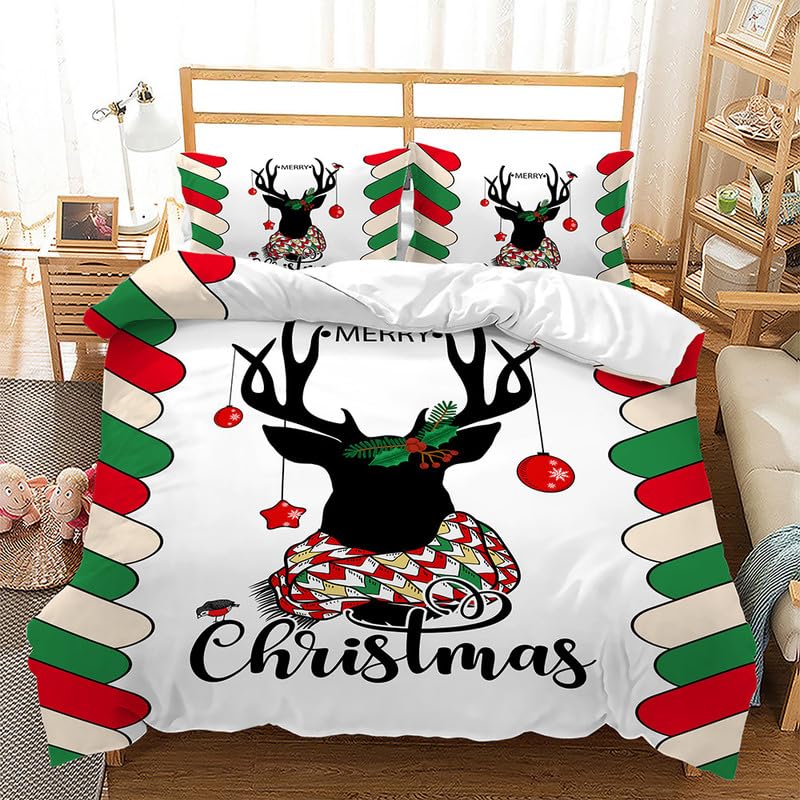 Housse de couette cerf de Noël 90x190 douce et facile à laver
