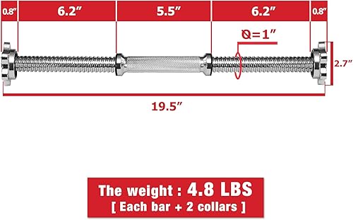 Miniatura 2 de A2ZCARE - Mancuernas con roscamancuernas ajustables  Se ajustan a placas de 1 de peso estándar  Accesorios de levantamiento de pesas  Se venden por