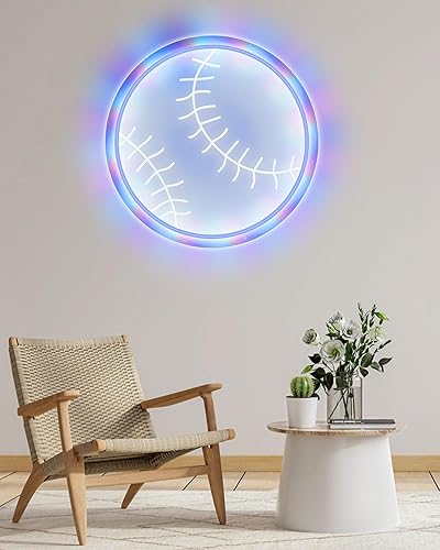 Miniatura 6 de Letreros de neón LED personalizados con múltiples modos de iluminación, arte de pared de béisbol vibrante y decoración con control remoto y