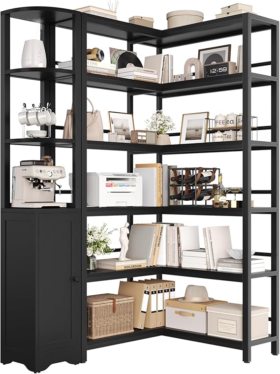 Keyluv Black Corner Bookshelf 72