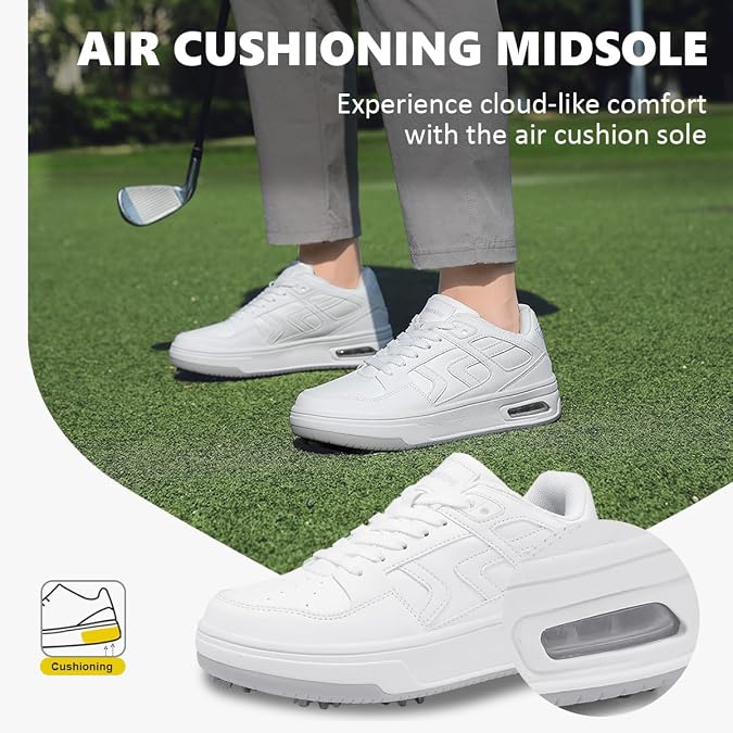 Golf Shoes Mens Womens, Spiked, Waterproof, Cushioning Golf Sport Sneakers
