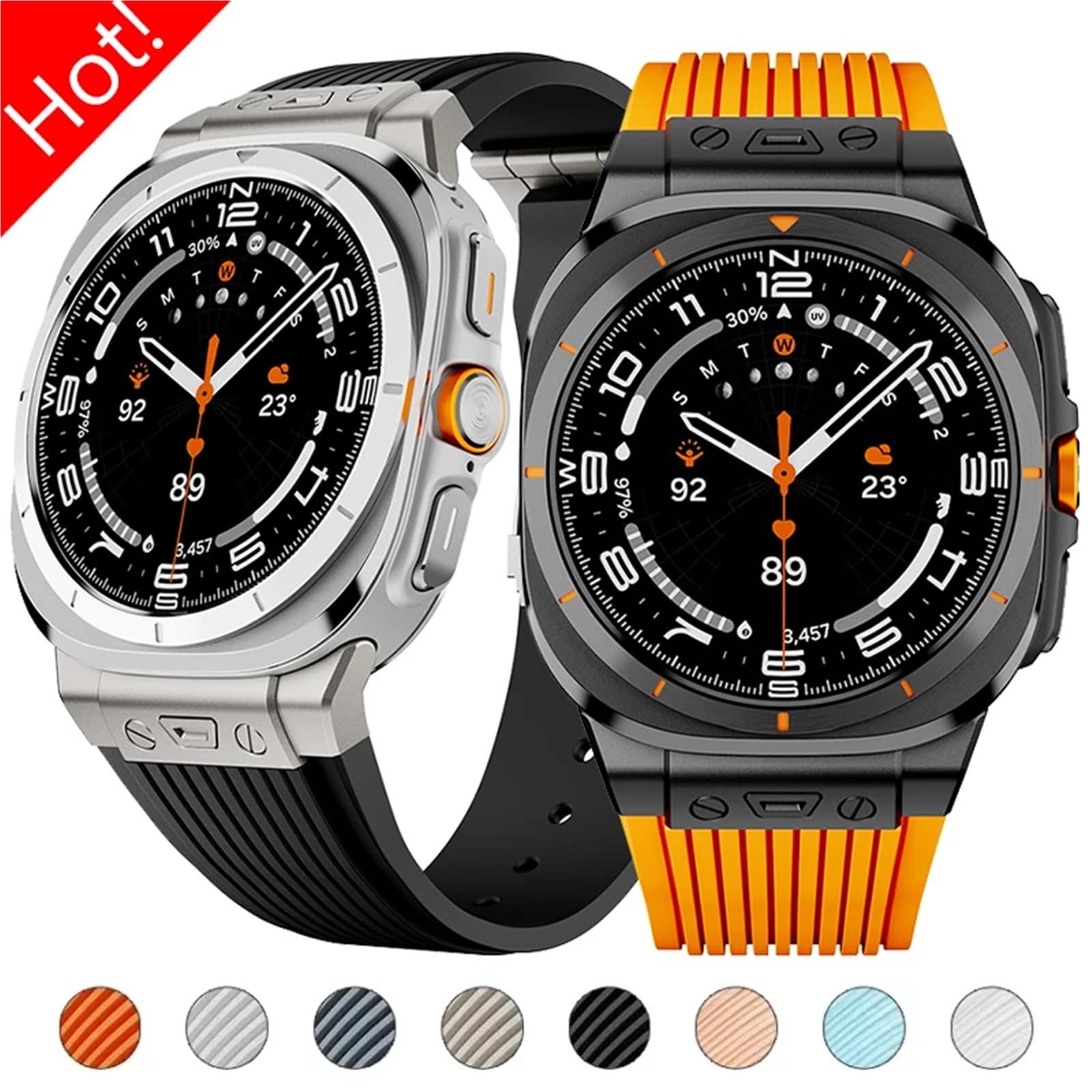 Luksusowy metalowy pasek silikonowy z zakrzywionym końcem do zegarka Samsung Galaxy 7 Ultra 47 mm opaska sportowa do bransoletki Galaxy 7 Ultra 47 mm bez przerw