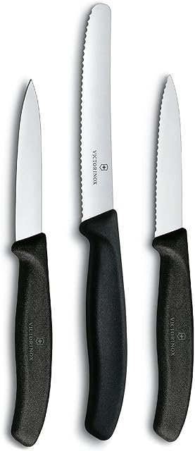 Victorinox 6.7113.3 Zestaw Noży do Warzyw, Stal Szlachetna, Czarny, 3 Sztuki